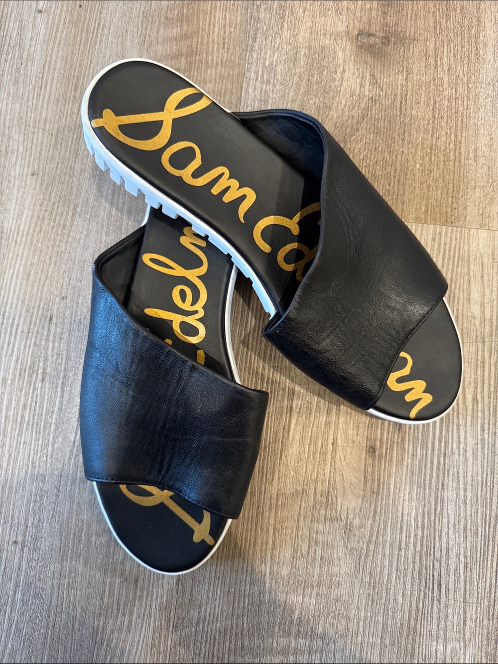 Sam Edelman Black Leather Slide Sandals